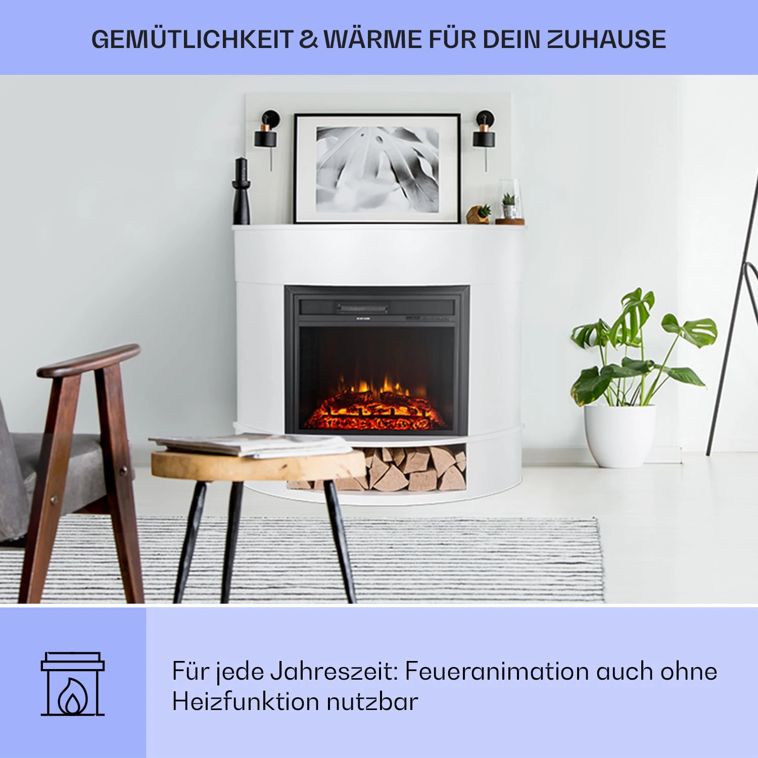 Loloru Elektrokamin Heizlüfter 900/1800W Wochentimer Fernbedienung – Bild 4