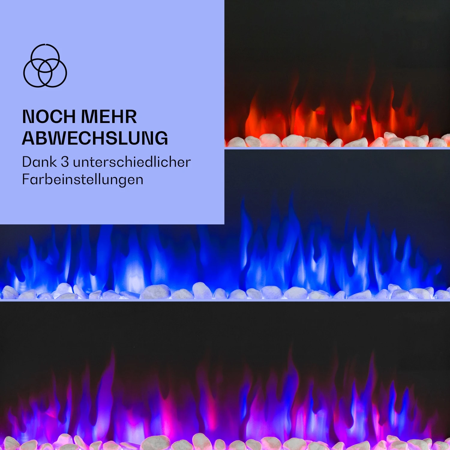 Galeras Elektrischer Wand- Und Einbaukamin 1800 W LED 3 Farben Timer – Bild 3