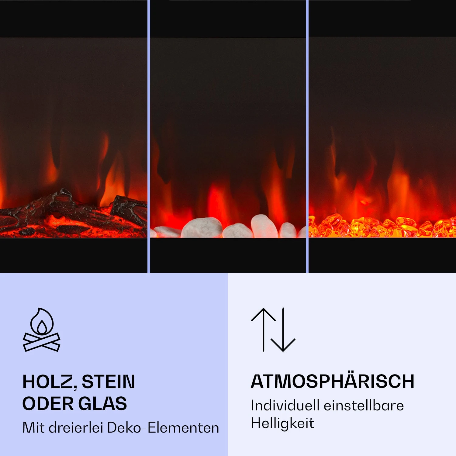 Galeras Elektrischer Wand- Und Einbaukamin 1800 W LED 3 Farben Timer – Bild 4