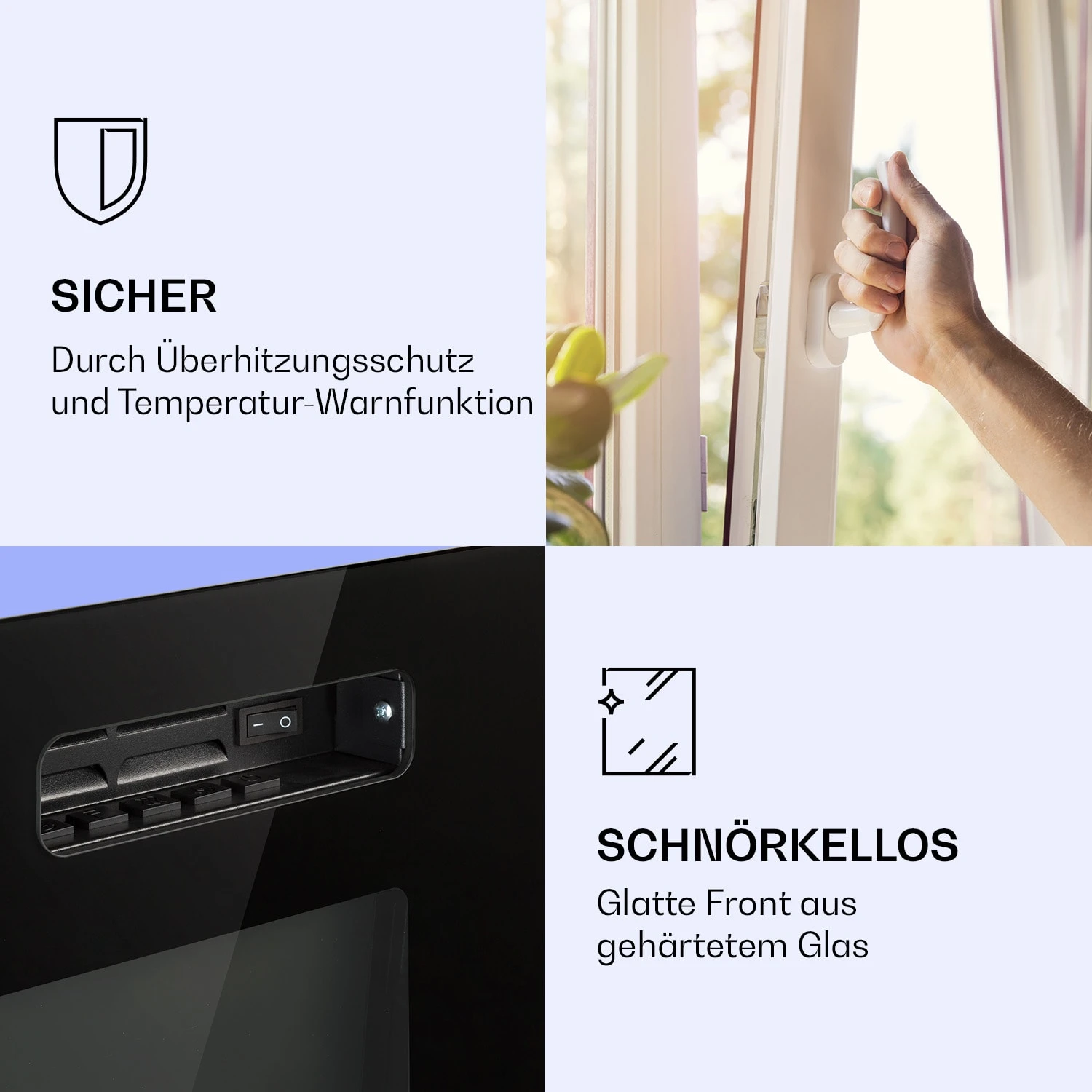 Galeras Elektrischer Wand- Und Einbaukamin 1800 W LED 3 Farben Timer – Bild 7