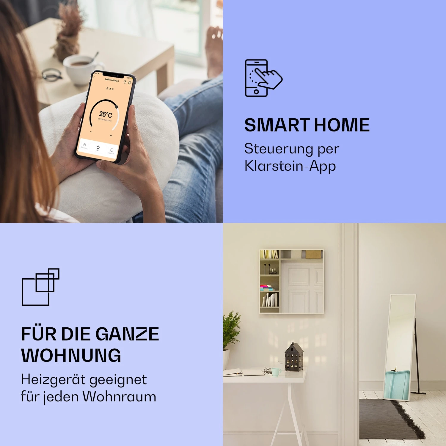 La Palma 900 Smart Infrarotstrahler Konvektor 40x160cm 900W Spiegel Standfuß – Bild 3