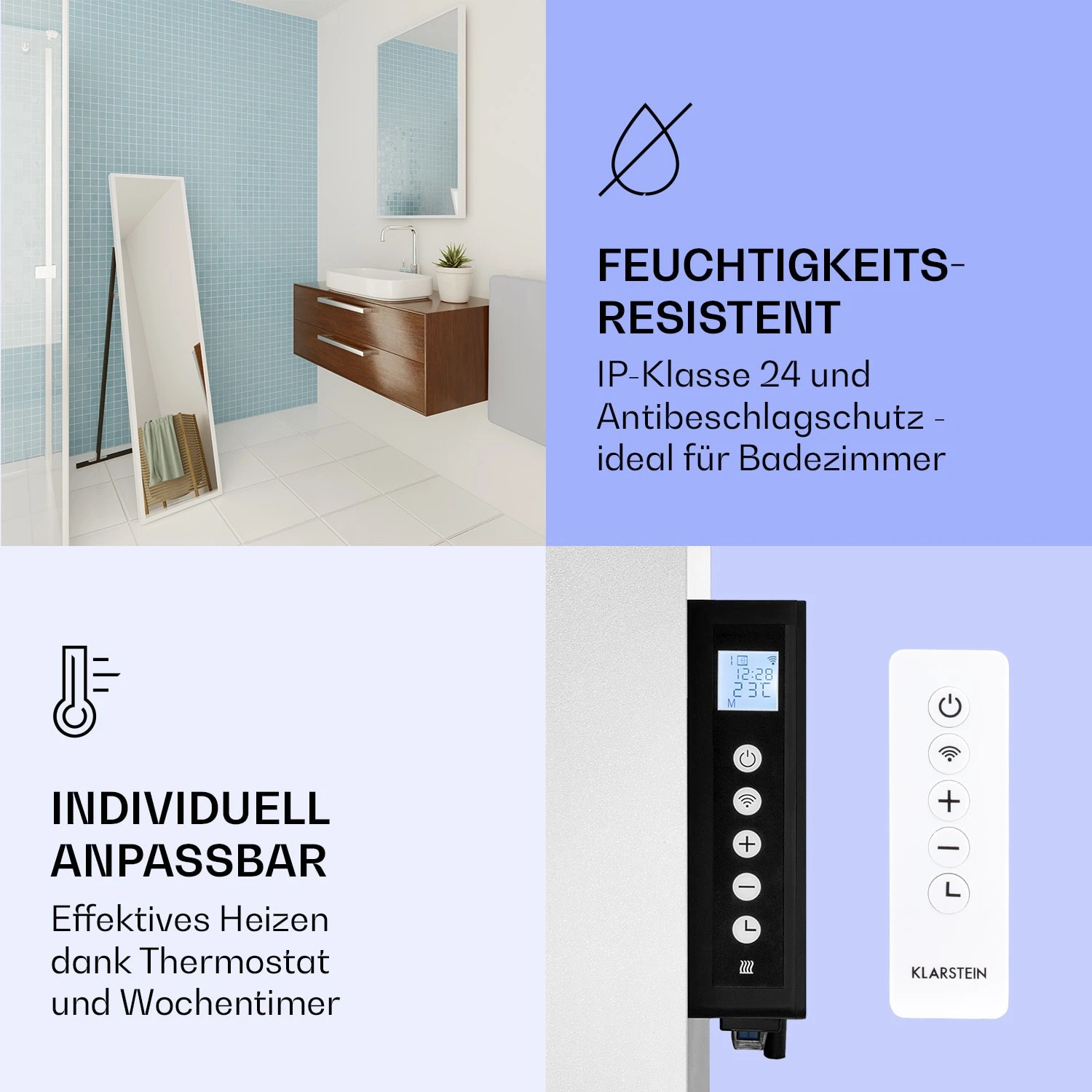 La Palma 900 Smart Infrarotstrahler Konvektor 40x160cm 900W Spiegel Standfuß – Bild 7