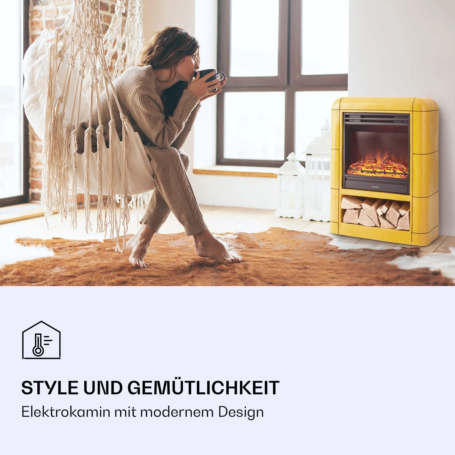 Dukono Elektrokamin 1800 W LED-Flammen Heizlüfter Timer Holzfach – Bild 2