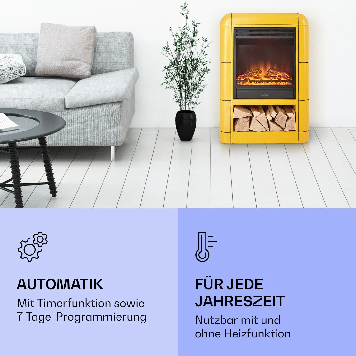 Dukono Elektrokamin 1800 W LED-Flammen Heizlüfter Timer Holzfach – Bild 6