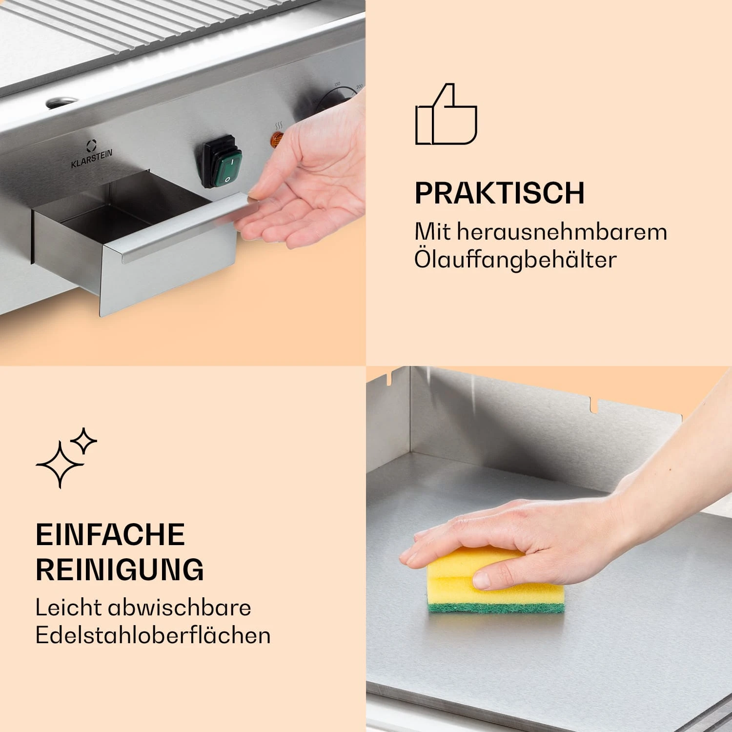 Grillmeile 4400 Elektrogrill Plancha 2x2200W Grillplatte Edelstahl – Bild 7