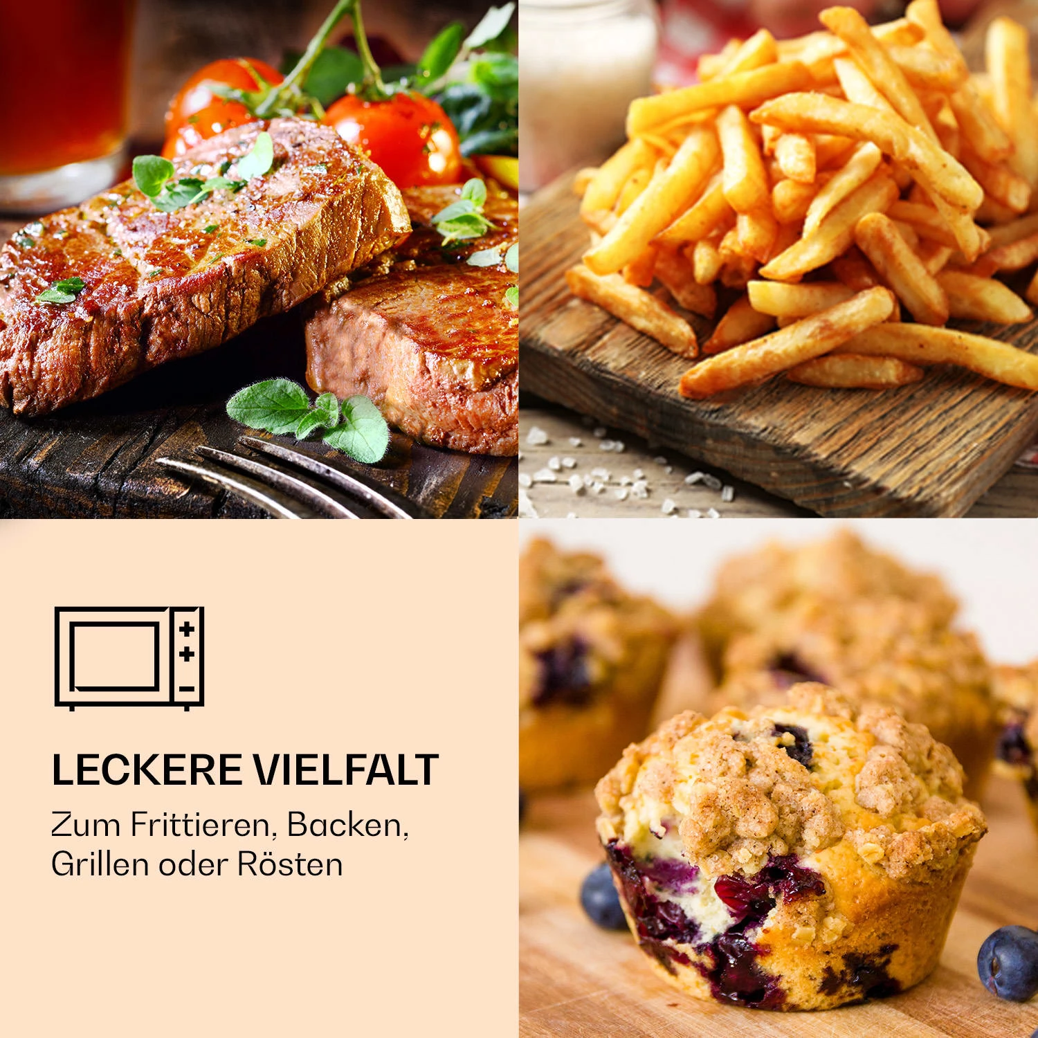 Prime Air Heißluftfritteuse 1500W 23l Timer 8 Programme – Bild 2