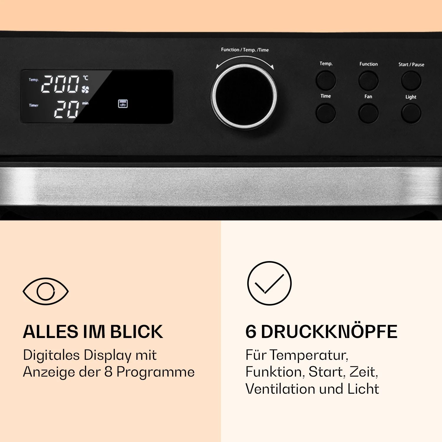 Prime Air Heißluftfritteuse 1500W 23l Timer 8 Programme – Bild 4