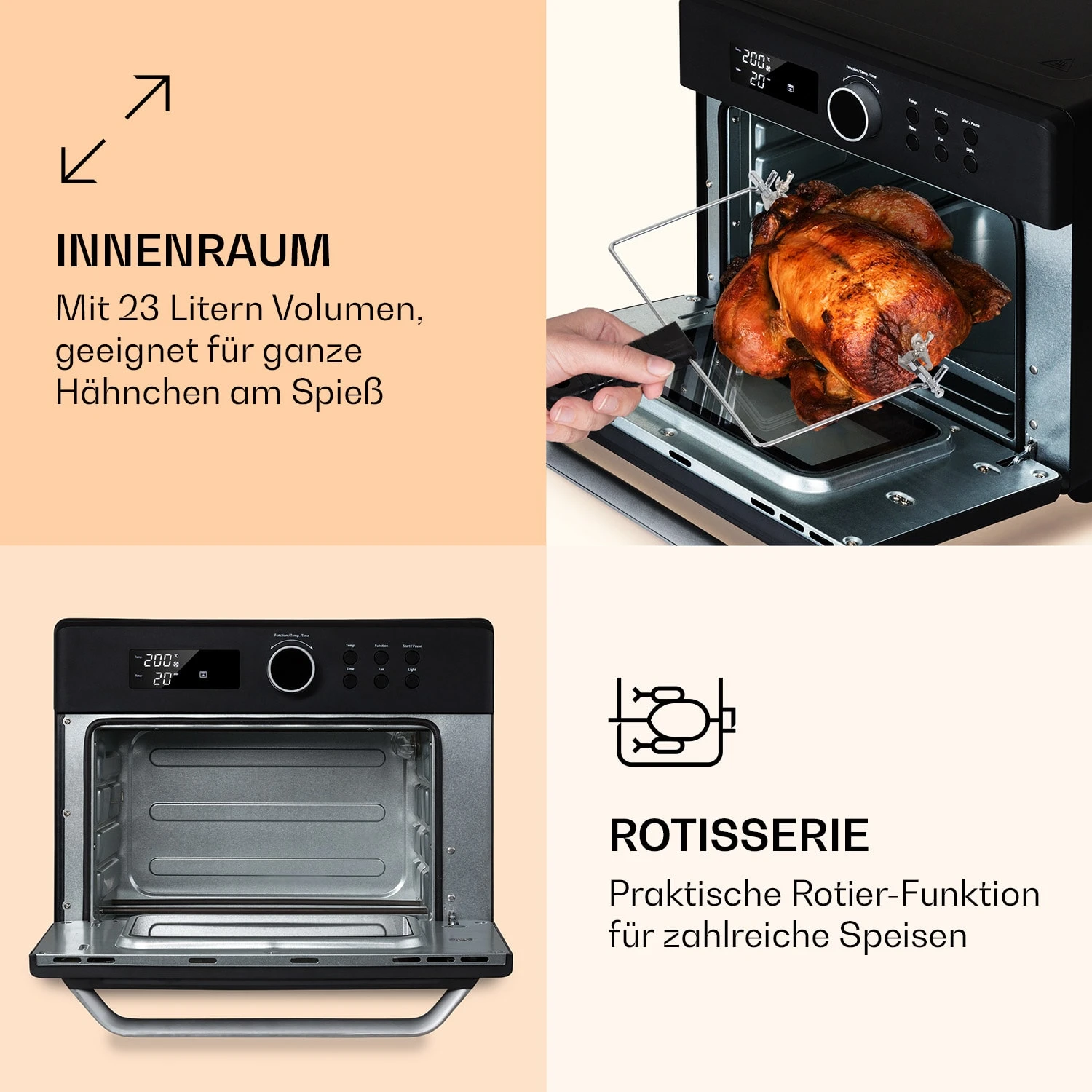 Prime Air Heißluftfritteuse 1500W 23l Timer 8 Programme – Bild 5