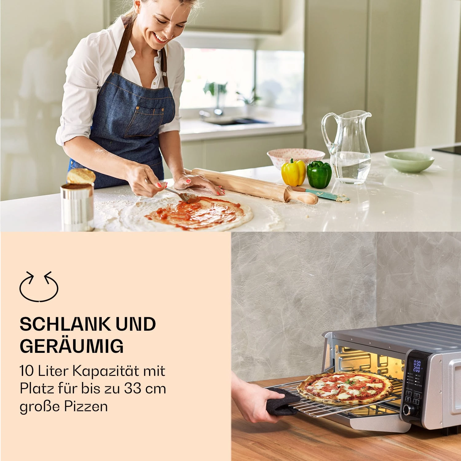 Vita-Crisp Heißluftfritteuse 1700W 10L 8 Funktionen Platzsparend – Bild 2