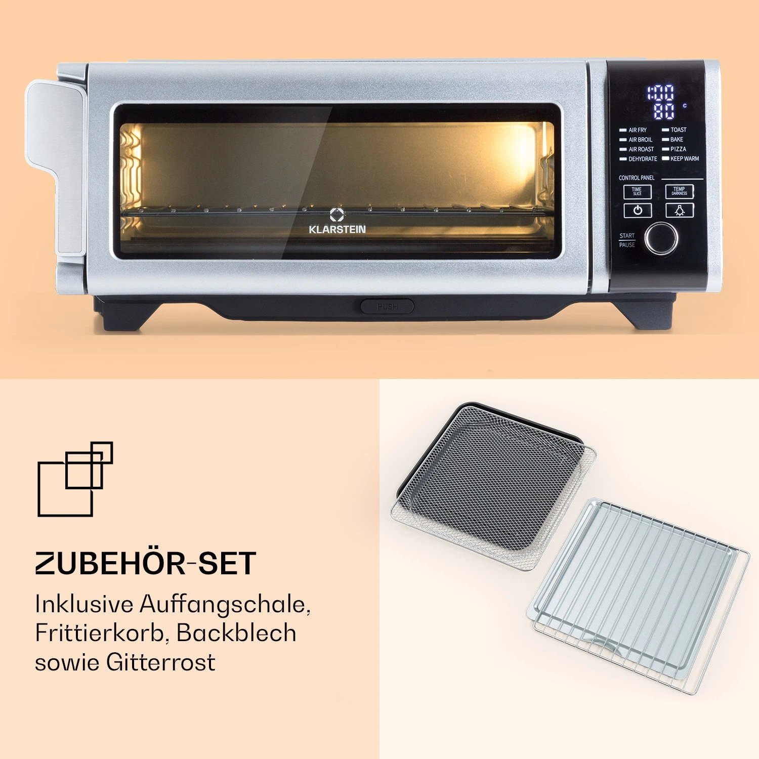 Vita-Crisp Heißluftfritteuse 1700W 10L 8 Funktionen Platzsparend – Bild 6