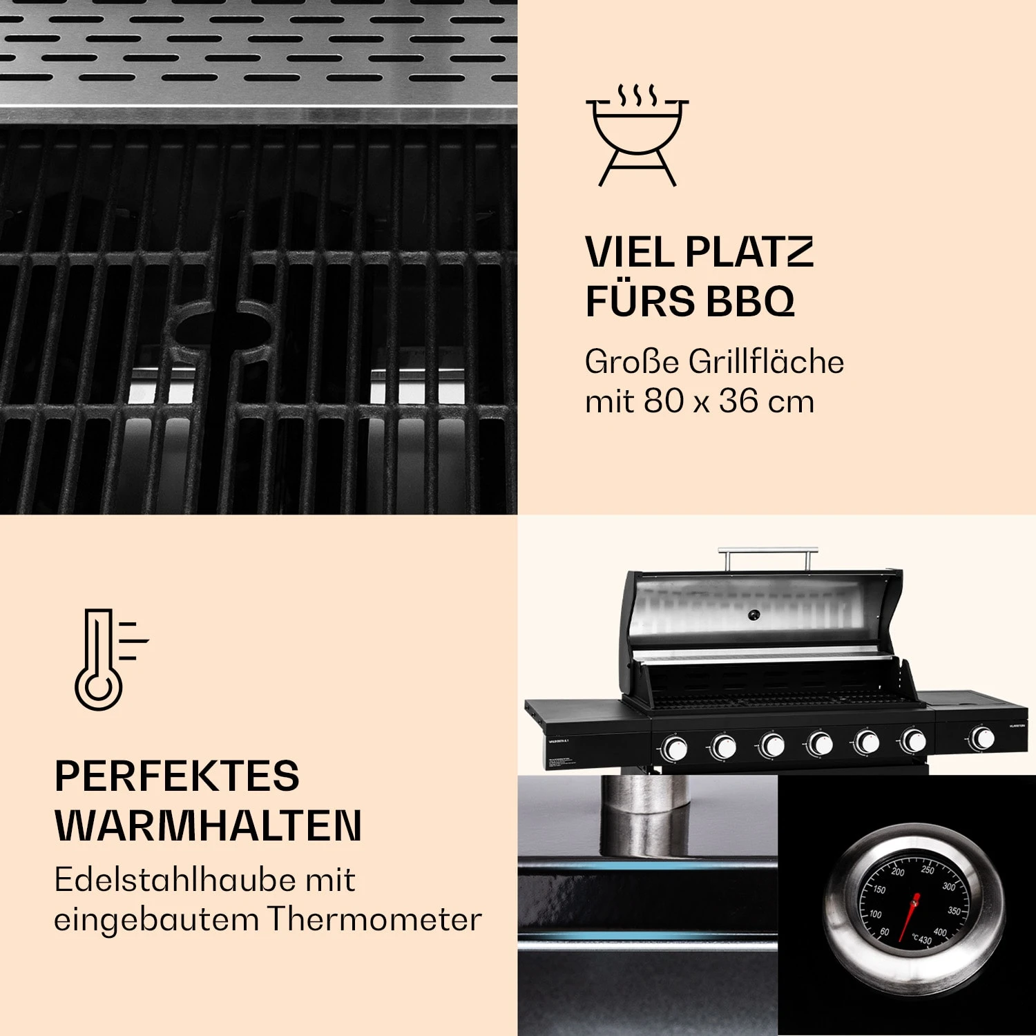 Valdosta 6.1 Gasgrill 6+1 Brenner 19,3 KW Gesamtleistung – Bild 3