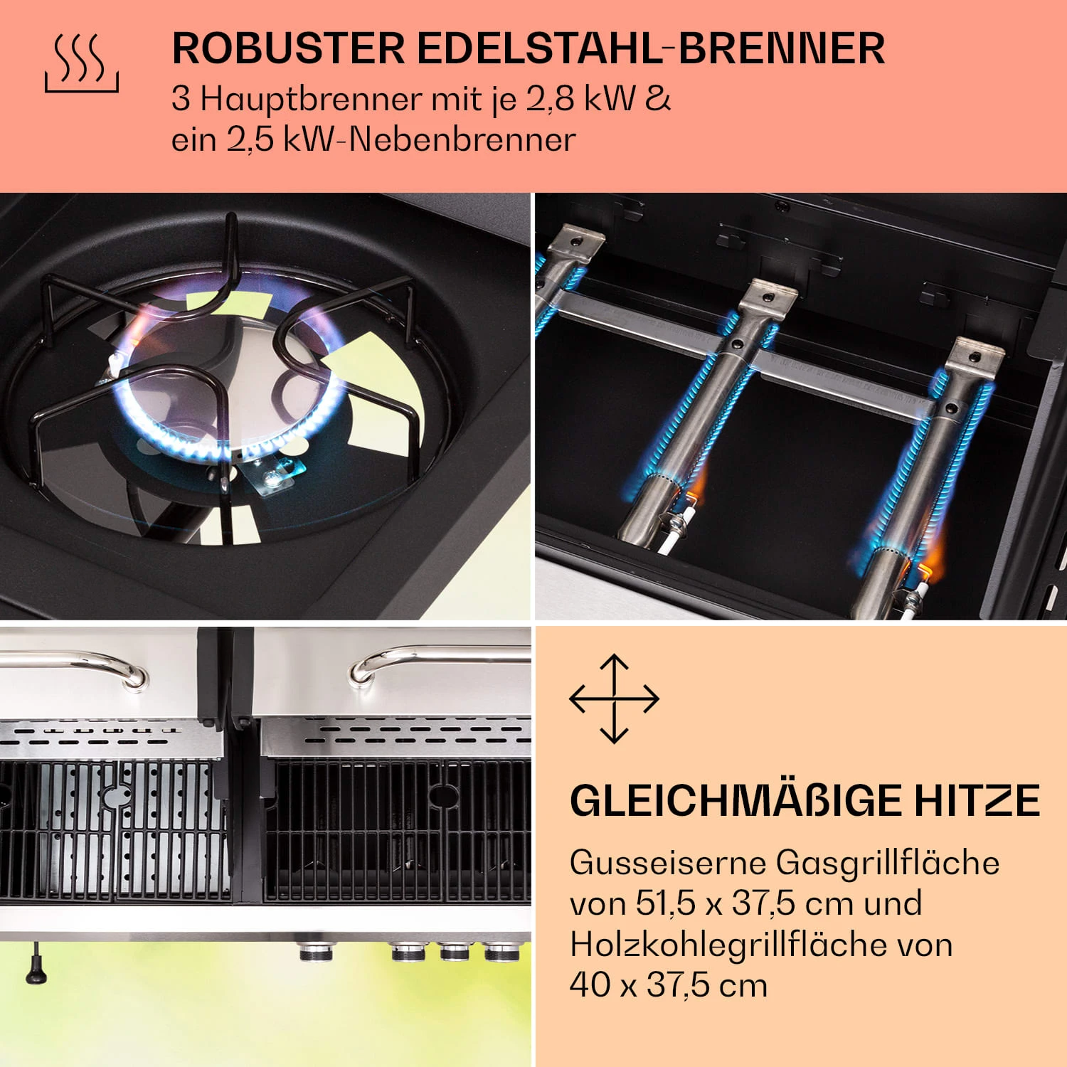 Kingsville 3.1 Kombigrill Gas + Kohle 10,9 KW 3+1 Brenner – Bild 5