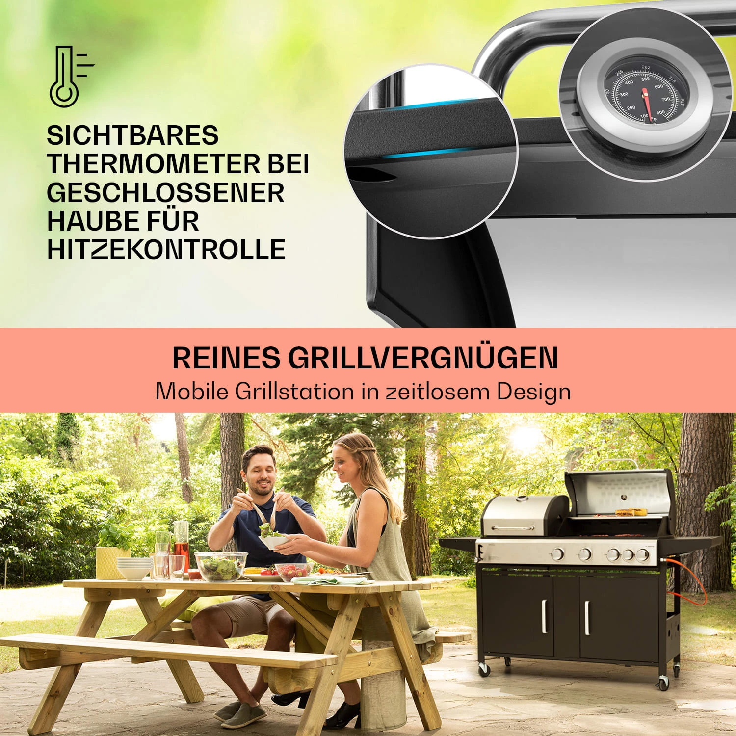Kingsville 4.1 Kombigrill Gas + Kohle 13,7 KW 4+1 Brenner – Bild 4