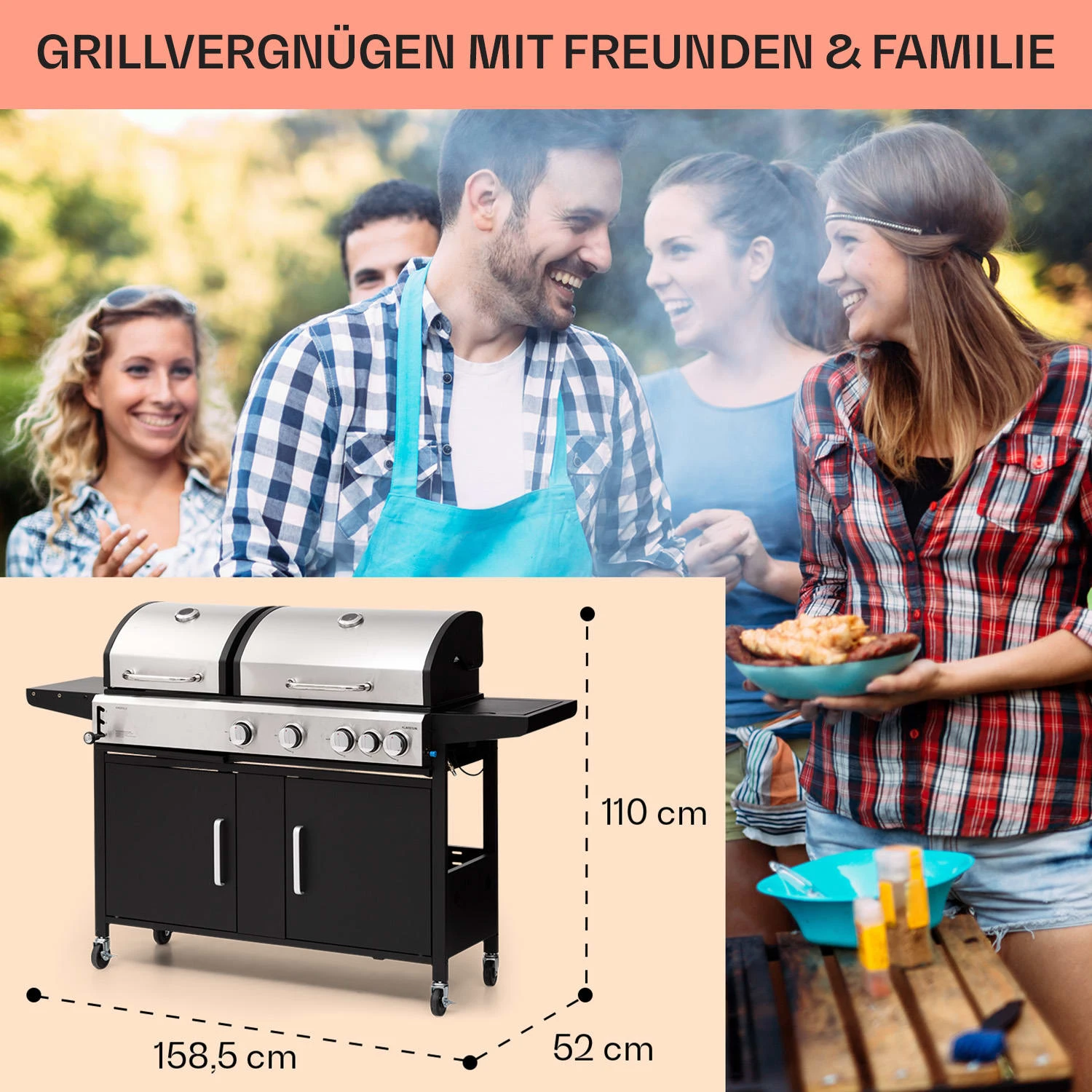 Kingsville 4.1 Kombigrill Gas + Kohle 13,7 KW 4+1 Brenner – Bild 7