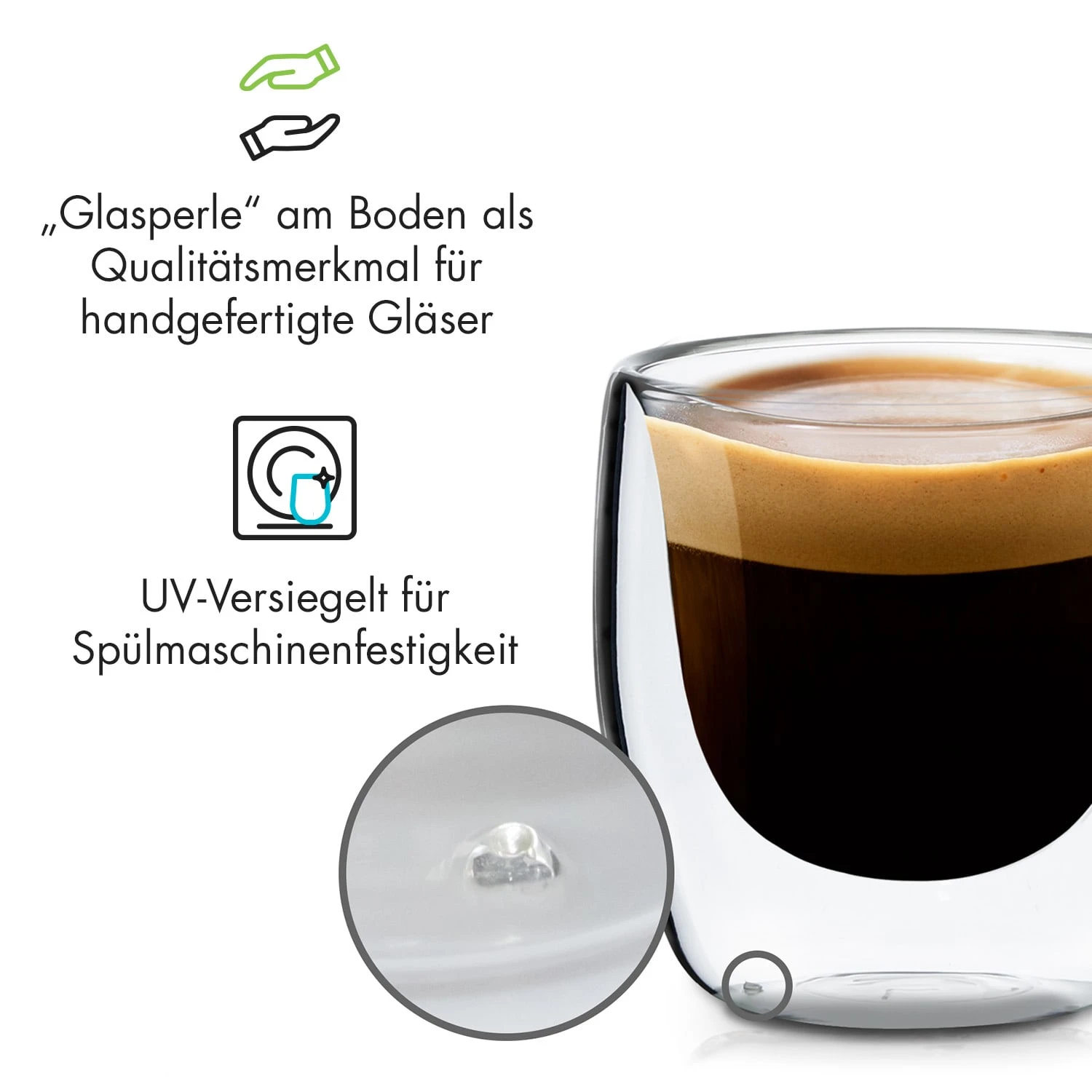 Glaswerk Vienna Doppelwandige Thermogläser 80 Ml Handgemacht Borosilikatglas – Bild 6