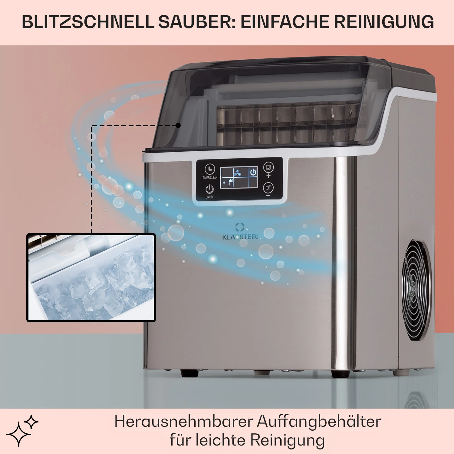 Chios Eiswürfelmaschine 20 Kg/24 H Auto-Clean 3,2-Liter Wassertank – Bild 5