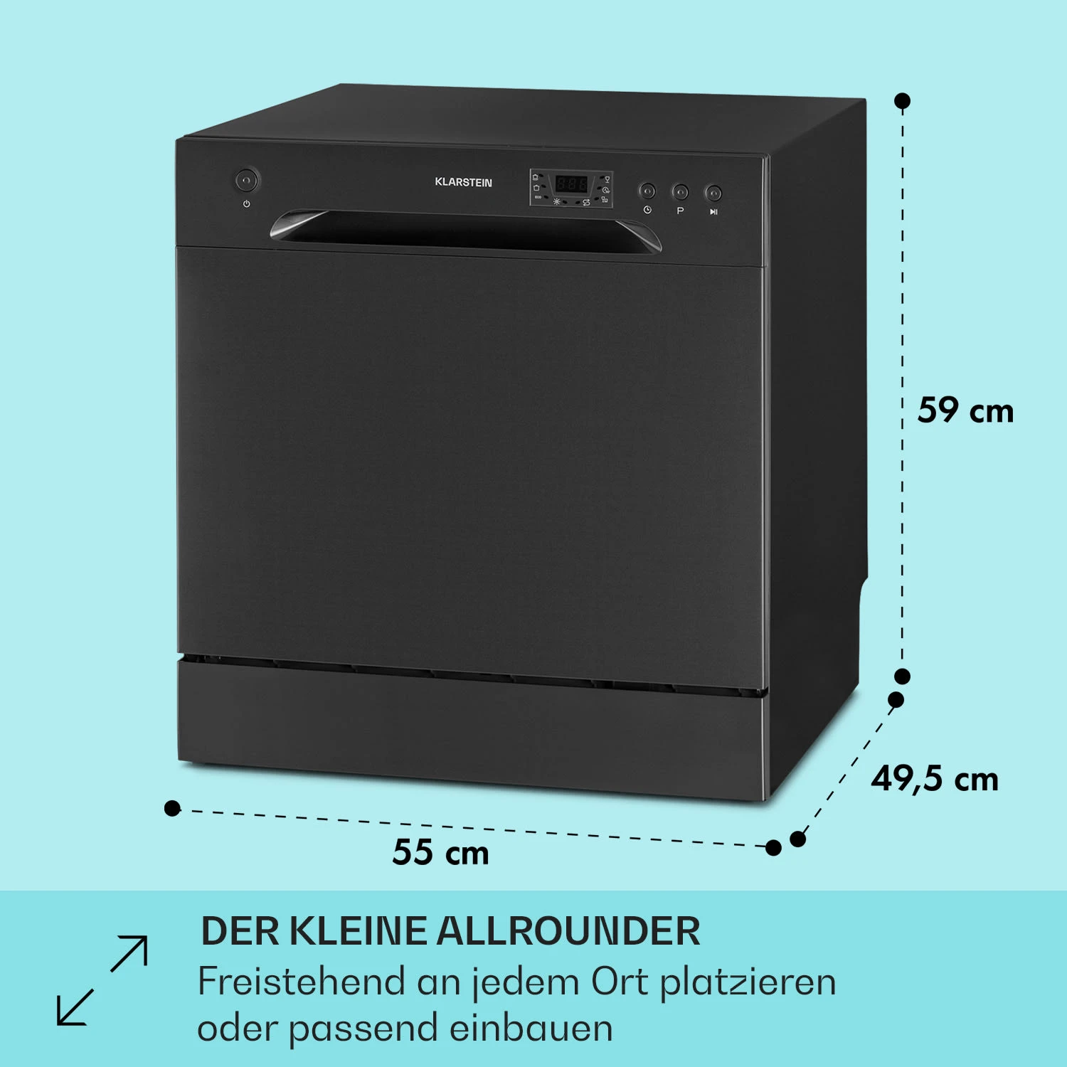 Amazonia 8 Geschirrspülmaschine 1620 Watt Für 8 Maßgedecke 49 DB Aquastop – Bild 5