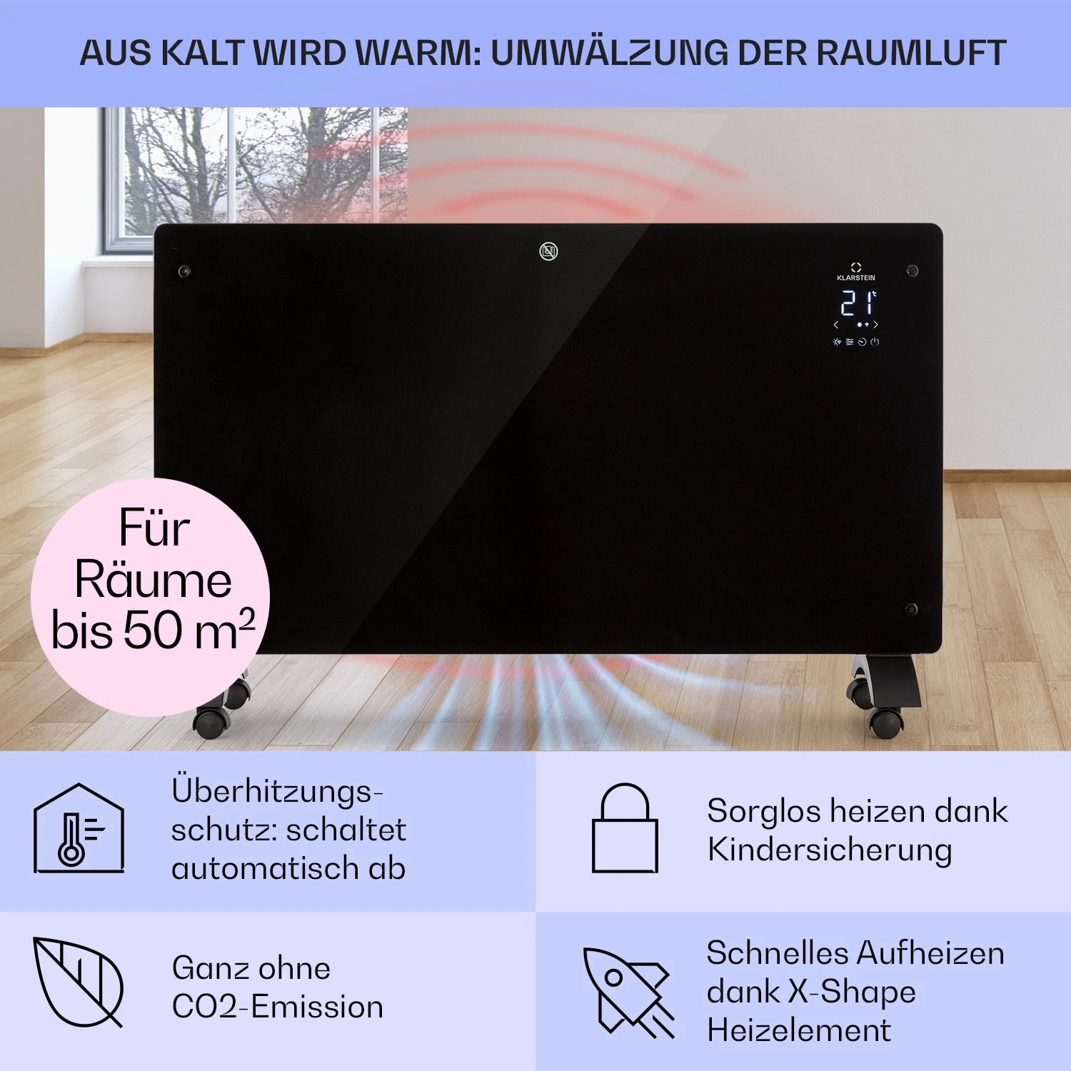Bansin Crystal Smart Konvektions-Heizgerät 2500W 5 - 50 °C App-Steuerung – Bild 4