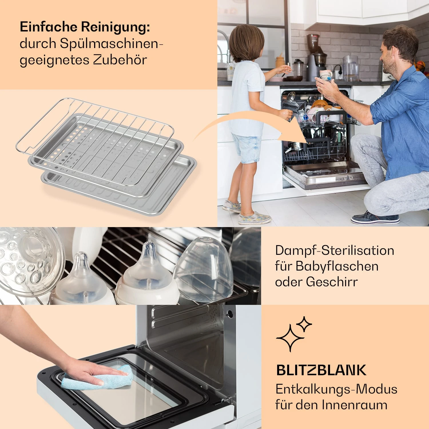 Vita Pro Heißluftfritteuse Dampfgaren 2450 W 18 Ltr 800 Ml Wassertank – Bild 5