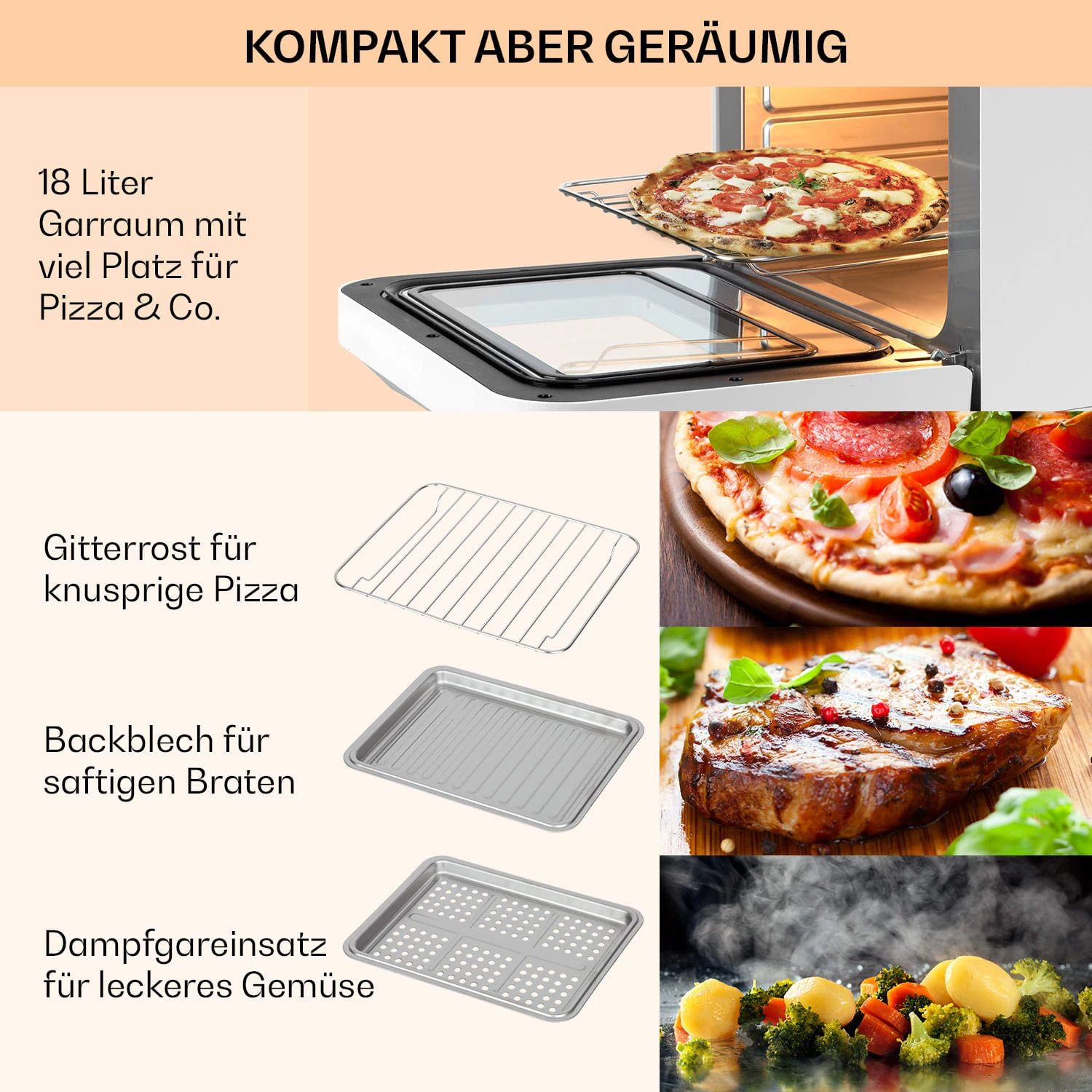 Vita Pro Heißluftfritteuse Dampfgaren 2450 W 18 Ltr 800 Ml Wassertank – Bild 6