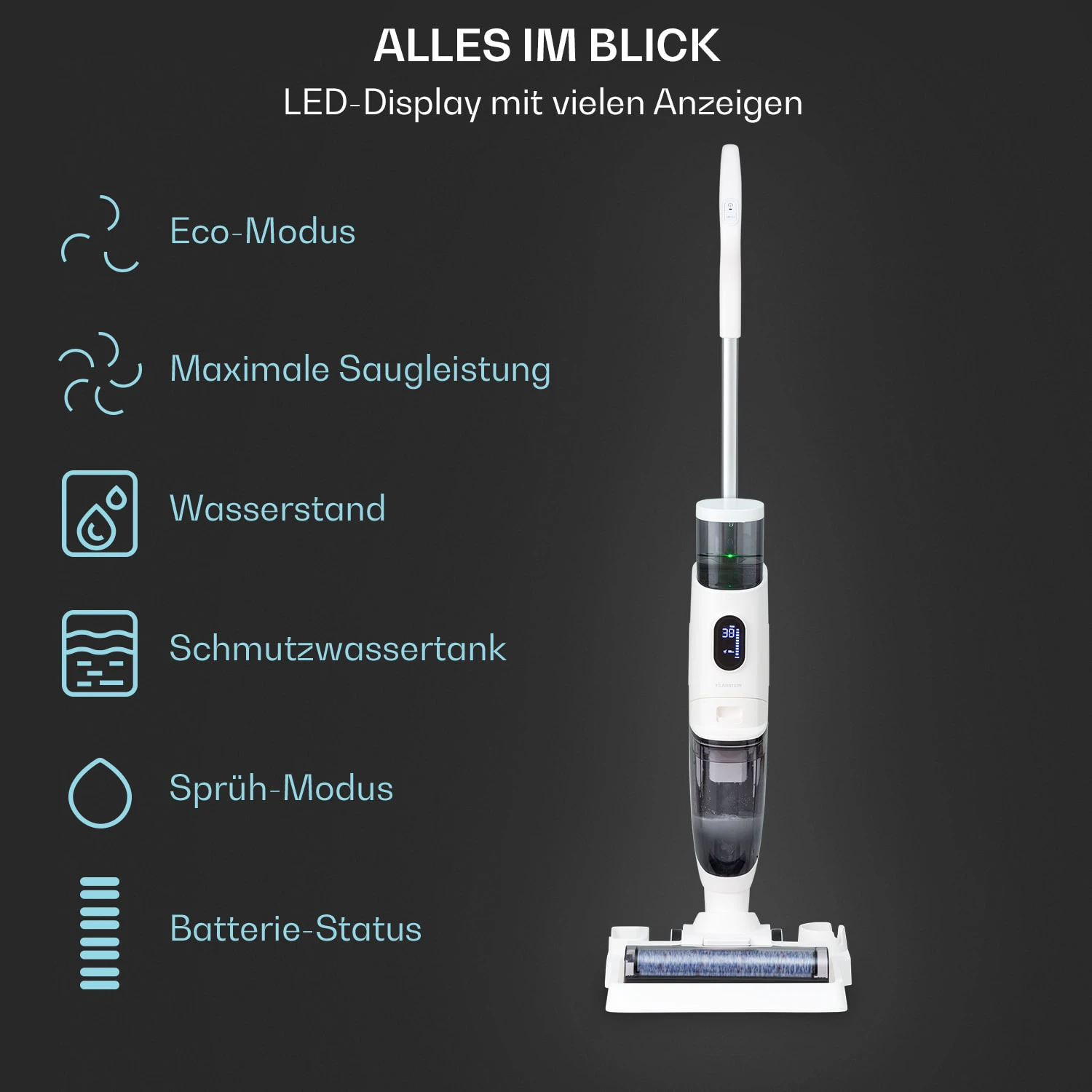 Caswell Nass-/Trockensauger Kabellos Akkubetrieben LED-Display – Bild 5