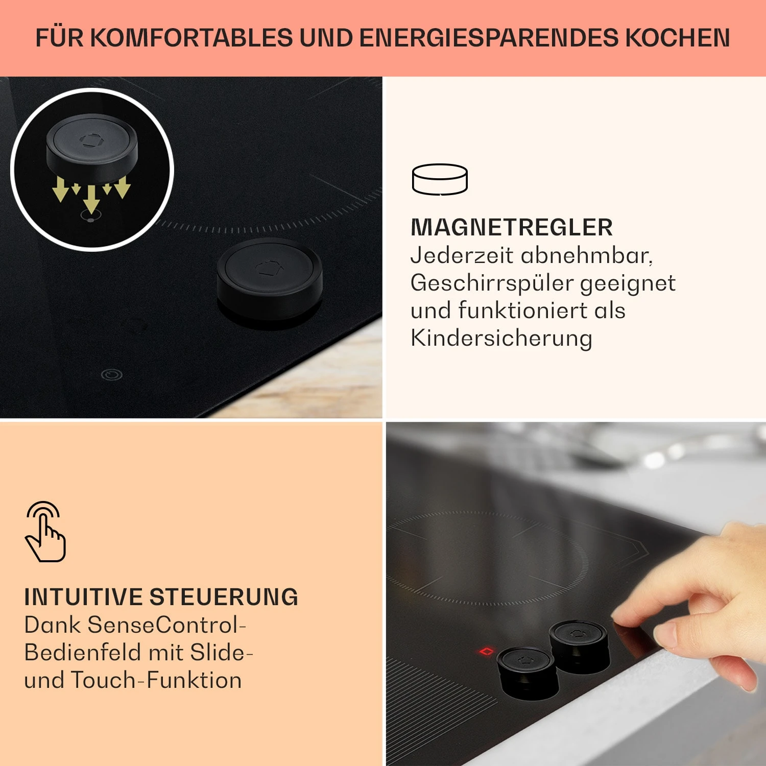 Magnichef 4 Flex Einbaukochfeld Induktion 4 Zonen / Flexzone 7000W Glaskeramik – Bild 4