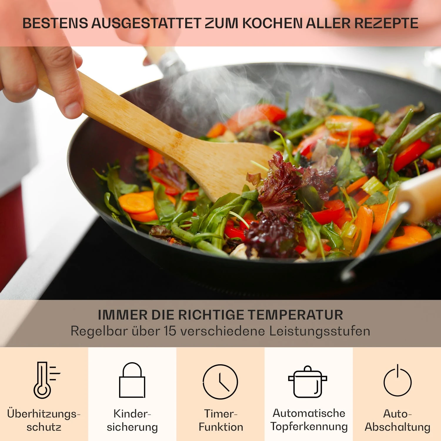 Magnichef 4 Flex Einbaukochfeld Induktion 4 Zonen / Flexzone 7000W Glaskeramik – Bild 5