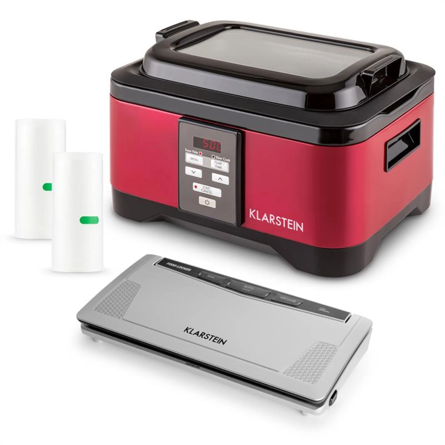 Tastemaker Sous Vide Garer Mit Foodlocker Slim Vakuumierer Und Vakuumierfolien-Rolle Komplett-Set