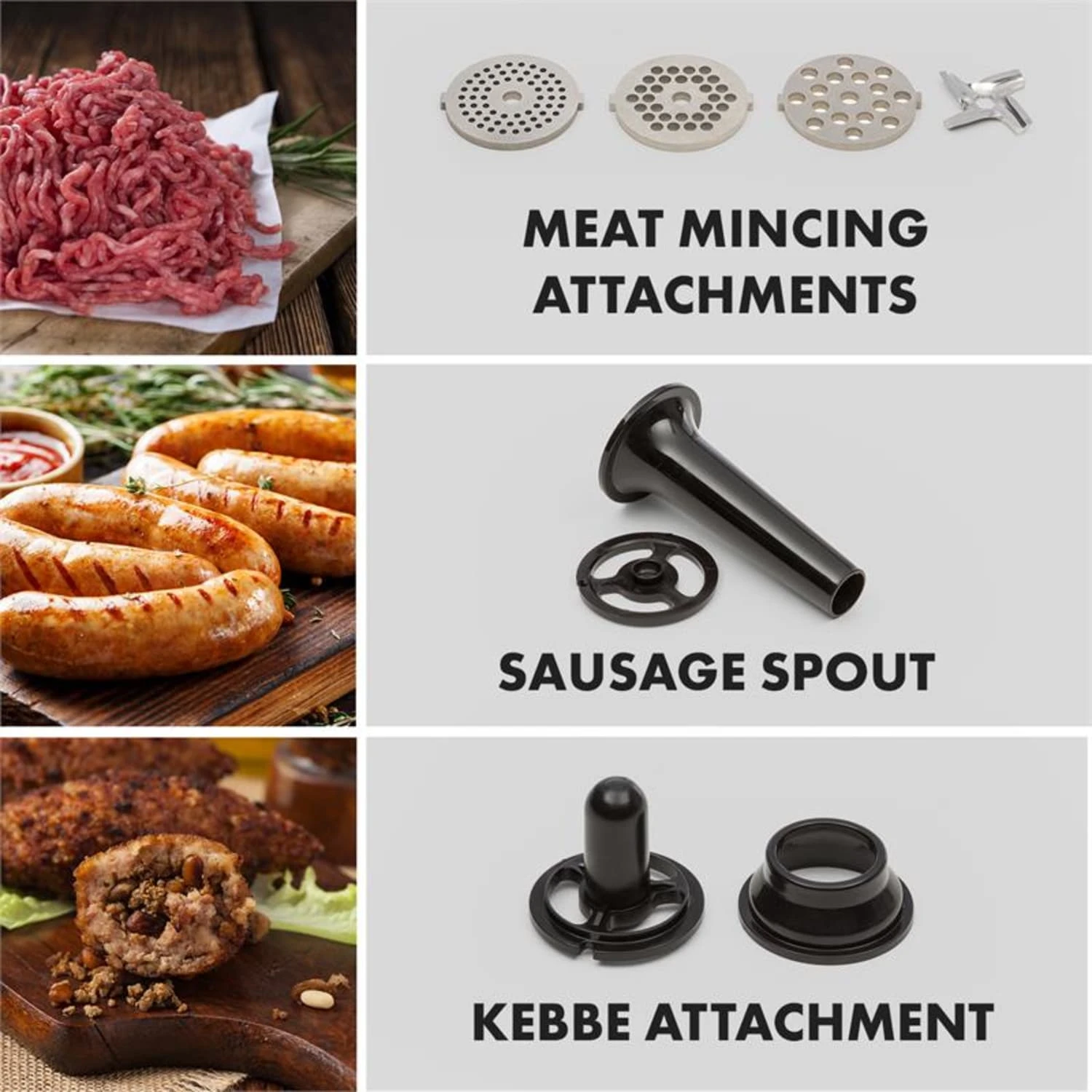 Curve Plus Küchenmaschinen-Set | 5l | 4-in-1 Fleischwolf | Silber – Bild 3