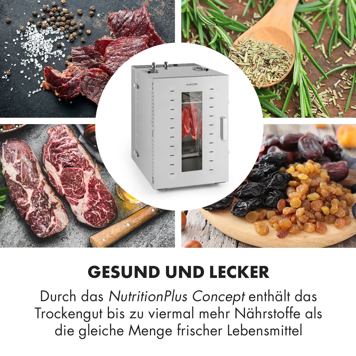 Master Jerky 16 Dörrautomat + Fleischhaken Set 1500W 40-90 °C 15h-Timer Edelstahl Silber – Bild 5